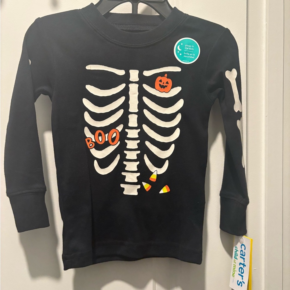 Carter's Black Halloween Skeleton Shirt